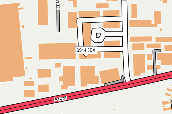 SS14 3DX map - OS OpenMap – Local (Ordnance Survey)