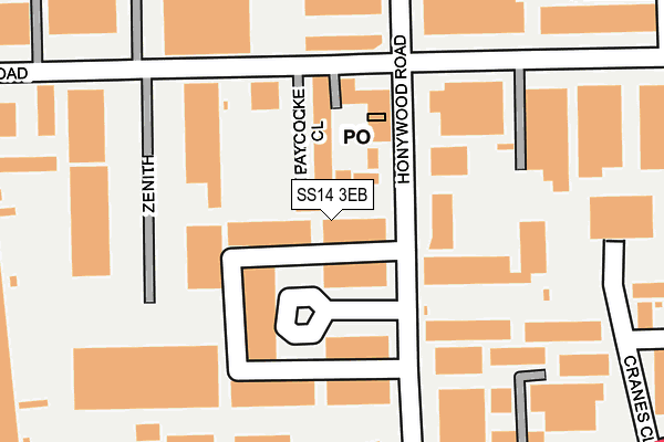 SS14 3EB map - OS OpenMap – Local (Ordnance Survey)