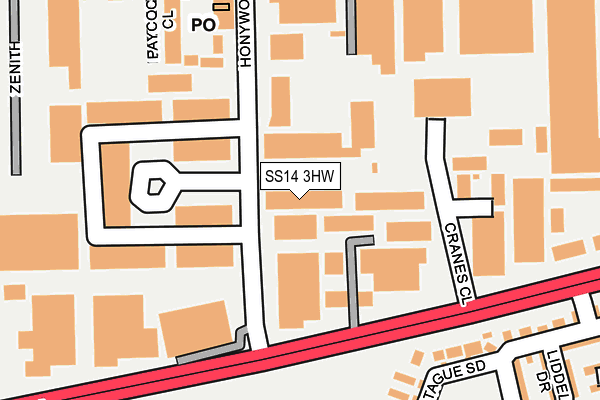 SS14 3HW map - OS OpenMap – Local (Ordnance Survey)
