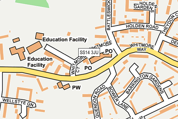 SS14 3JU map - OS OpenMap – Local (Ordnance Survey)