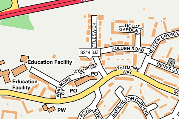 SS14 3JZ map - OS OpenMap – Local (Ordnance Survey)