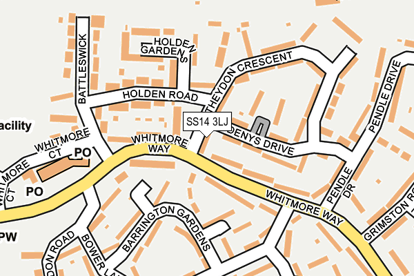 SS14 3LJ map - OS OpenMap – Local (Ordnance Survey)