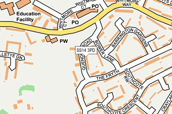 SS14 3PD map - OS OpenMap – Local (Ordnance Survey)