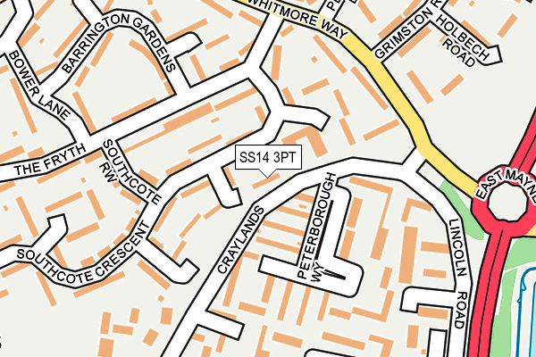 SS14 3PT map - OS OpenMap – Local (Ordnance Survey)