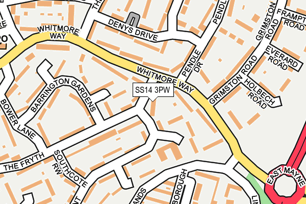 SS14 3PW map - OS OpenMap – Local (Ordnance Survey)