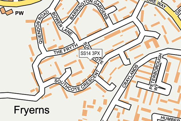 SS14 3PX map - OS OpenMap – Local (Ordnance Survey)