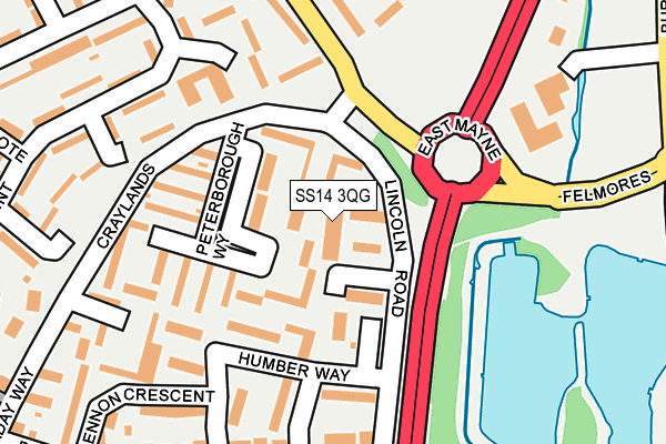 SS14 3QG map - OS OpenMap – Local (Ordnance Survey)