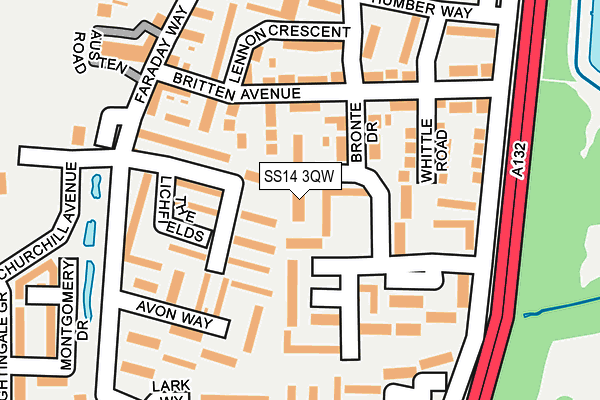 SS14 3QW map - OS OpenMap – Local (Ordnance Survey)