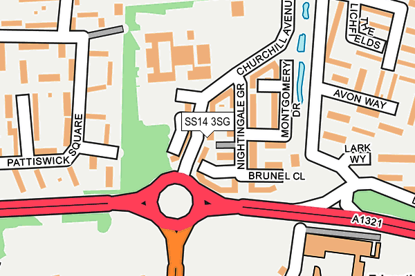 SS14 3SG map - OS OpenMap – Local (Ordnance Survey)