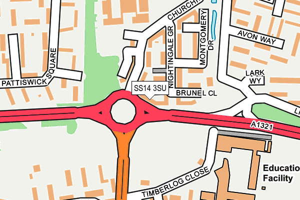 SS14 3SU map - OS OpenMap – Local (Ordnance Survey)