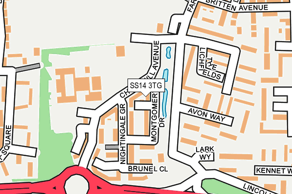 SS14 3TG map - OS OpenMap – Local (Ordnance Survey)