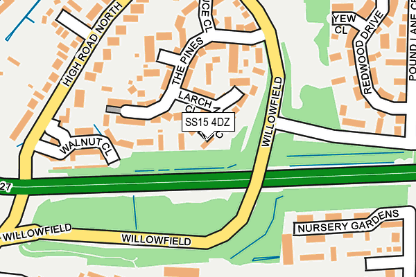 SS15 4DZ map - OS OpenMap – Local (Ordnance Survey)