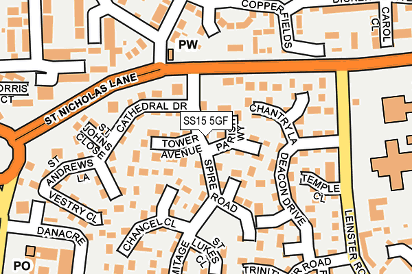 SS15 5GF map - OS OpenMap – Local (Ordnance Survey)