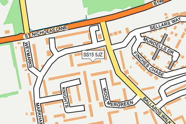 SS15 5JZ map - OS OpenMap – Local (Ordnance Survey)