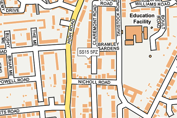 SS15 5PZ map - OS OpenMap – Local (Ordnance Survey)