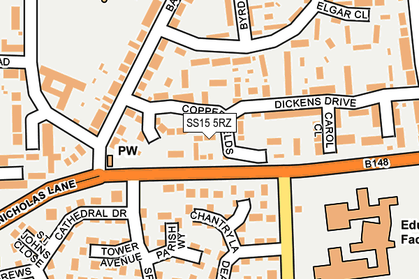 SS15 5RZ map - OS OpenMap – Local (Ordnance Survey)