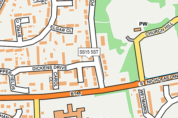 SS15 5ST map - OS OpenMap – Local (Ordnance Survey)