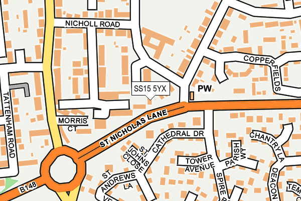 SS15 5YX map - OS OpenMap – Local (Ordnance Survey)