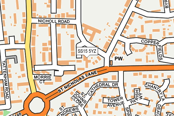 SS15 5YZ map - OS OpenMap – Local (Ordnance Survey)