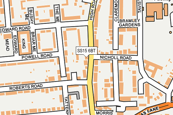 SS15 6BT map - OS OpenMap – Local (Ordnance Survey)