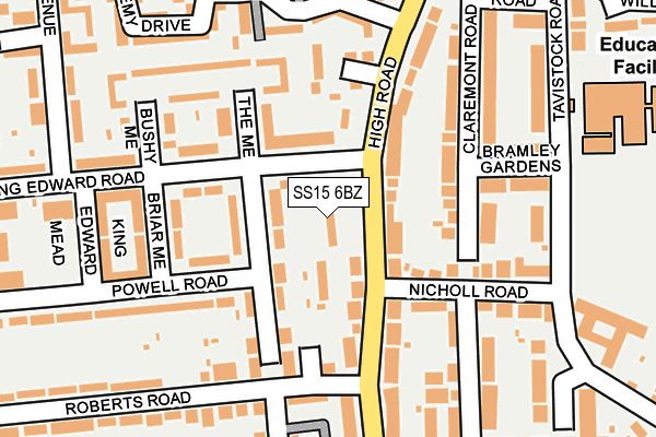 SS15 6BZ map - OS OpenMap – Local (Ordnance Survey)