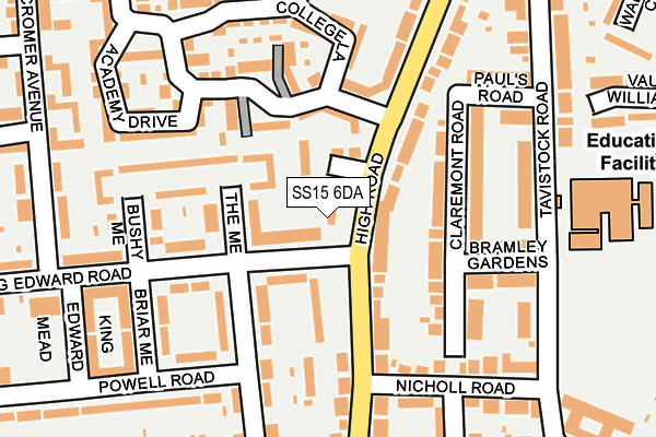 SS15 6DA map - OS OpenMap – Local (Ordnance Survey)