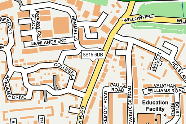 SS15 6DB map - OS OpenMap – Local (Ordnance Survey)