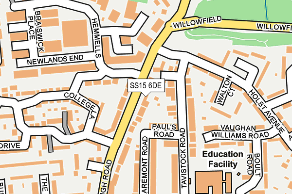SS15 6DE map - OS OpenMap – Local (Ordnance Survey)