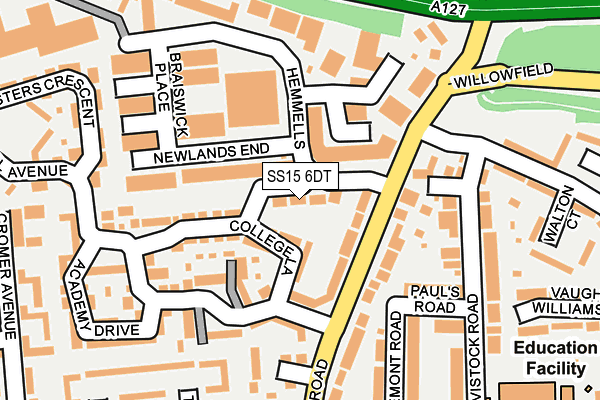 SS15 6DT map - OS OpenMap – Local (Ordnance Survey)