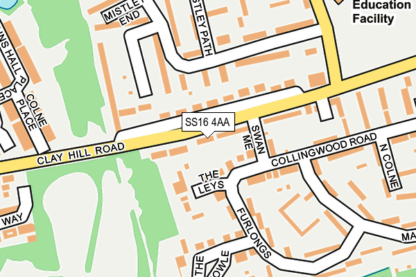 SS16 4AA map - OS OpenMap – Local (Ordnance Survey)