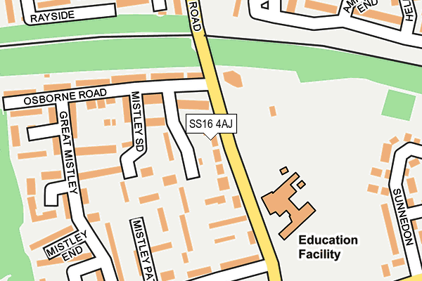 SS16 4AJ map - OS OpenMap – Local (Ordnance Survey)