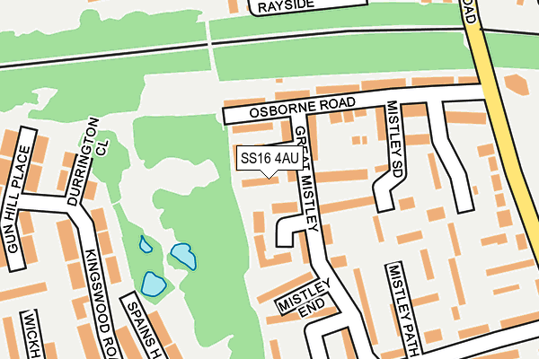 SS16 4AU map - OS OpenMap – Local (Ordnance Survey)