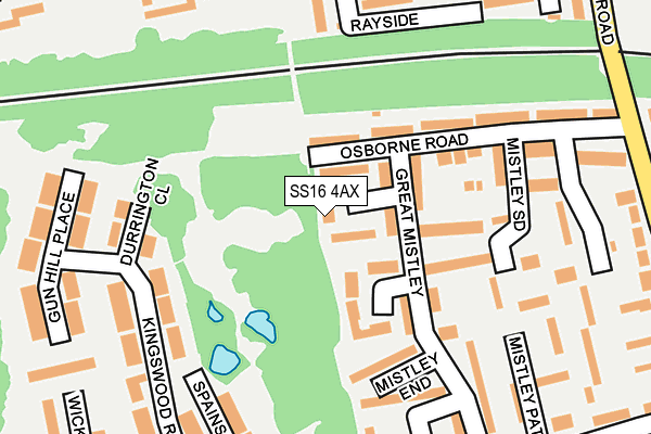 SS16 4AX map - OS OpenMap – Local (Ordnance Survey)