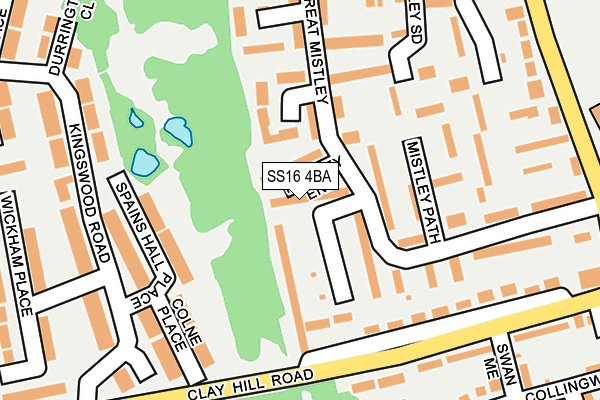 SS16 4BA map - OS OpenMap – Local (Ordnance Survey)
