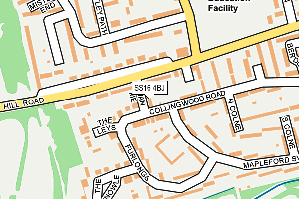 SS16 4BJ map - OS OpenMap – Local (Ordnance Survey)