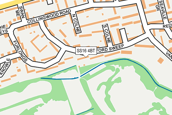 SS16 4BT map - OS OpenMap – Local (Ordnance Survey)