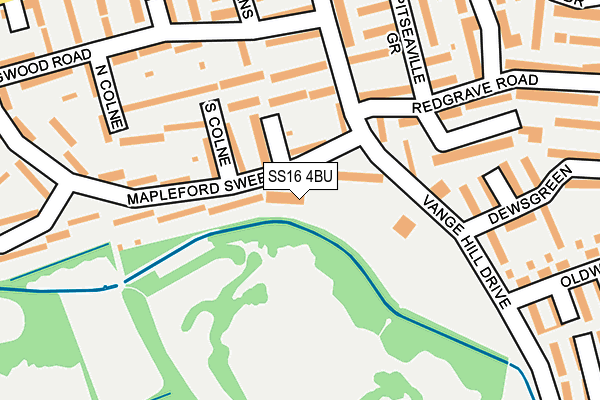 SS16 4BU map - OS OpenMap – Local (Ordnance Survey)
