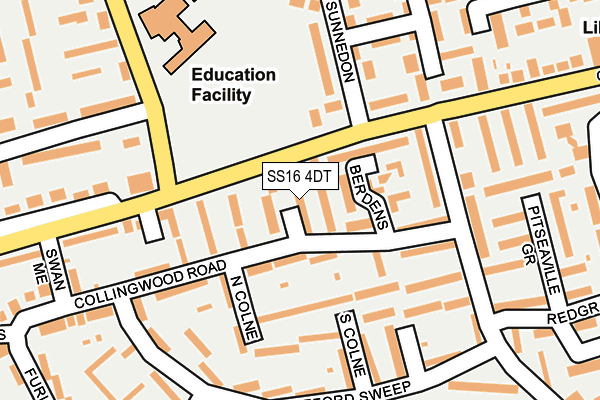 SS16 4DT map - OS OpenMap – Local (Ordnance Survey)