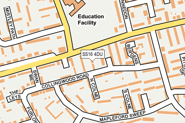 SS16 4DU map - OS OpenMap – Local (Ordnance Survey)