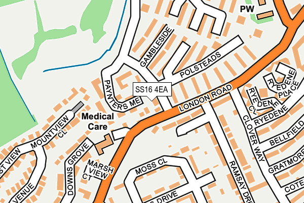 SS16 4EA map - OS OpenMap – Local (Ordnance Survey)