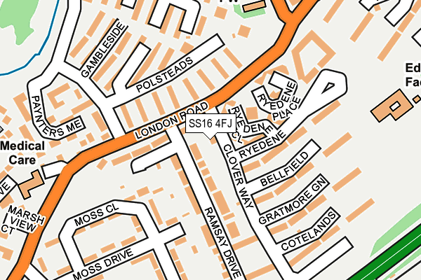 SS16 4FJ map - OS OpenMap – Local (Ordnance Survey)