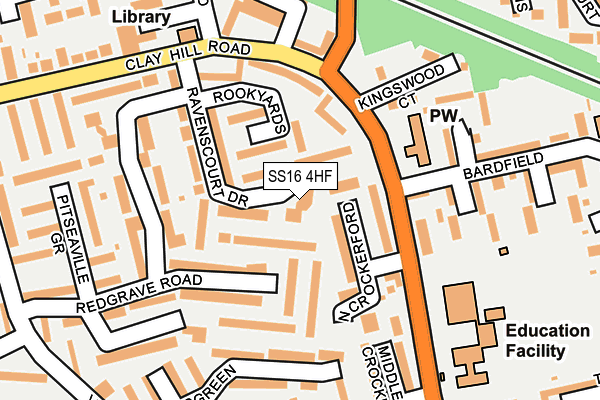 SS16 4HF map - OS OpenMap – Local (Ordnance Survey)