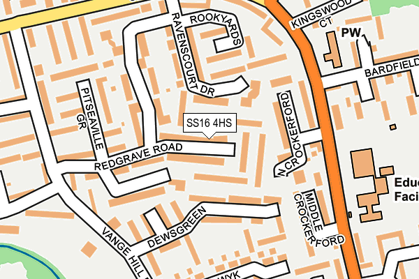 SS16 4HS map - OS OpenMap – Local (Ordnance Survey)