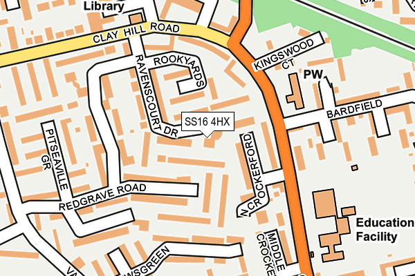 SS16 4HX map - OS OpenMap – Local (Ordnance Survey)