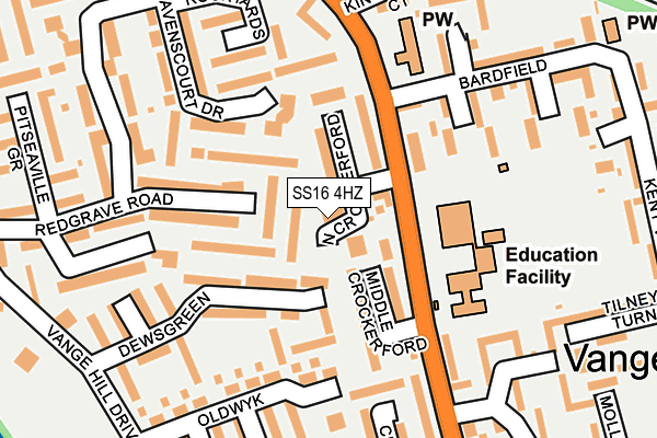 SS16 4HZ map - OS OpenMap – Local (Ordnance Survey)