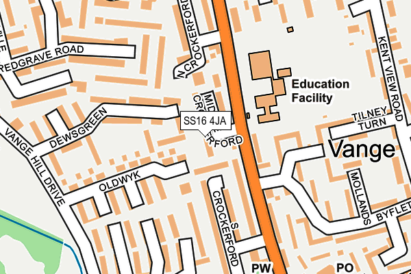 SS16 4JA map - OS OpenMap – Local (Ordnance Survey)