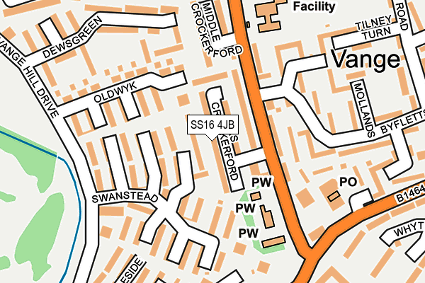SS16 4JB map - OS OpenMap – Local (Ordnance Survey)
