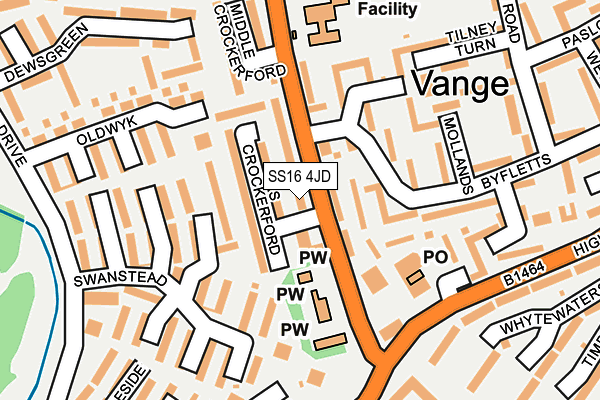 SS16 4JD map - OS OpenMap – Local (Ordnance Survey)