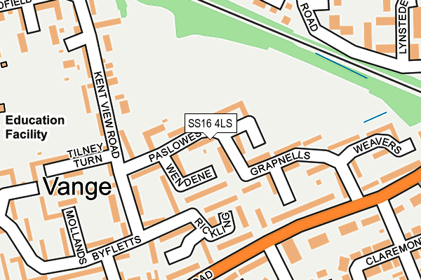 SS16 4LS map - OS OpenMap – Local (Ordnance Survey)