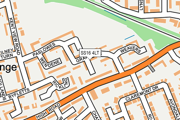 SS16 4LT map - OS OpenMap – Local (Ordnance Survey)